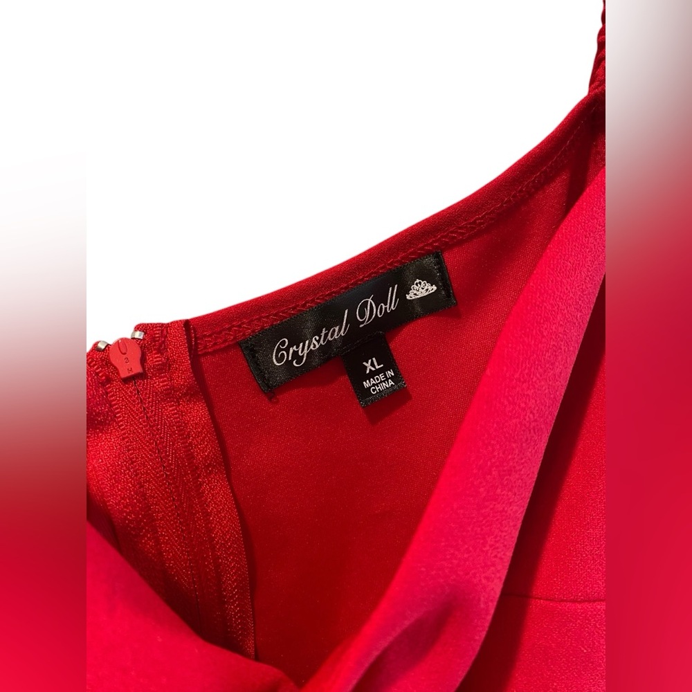 Crystal Doll Slim Red Puff Sleeve Dress Size XL NWT - Picture 6 of 6